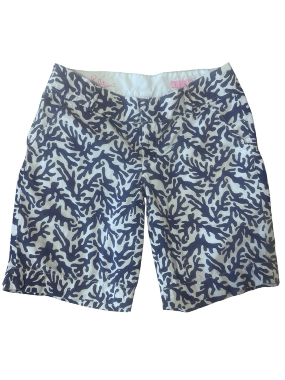 Lilly Pulitzer Navy and White Coral-Print Bermuda Shorts - Picture 2 of 8